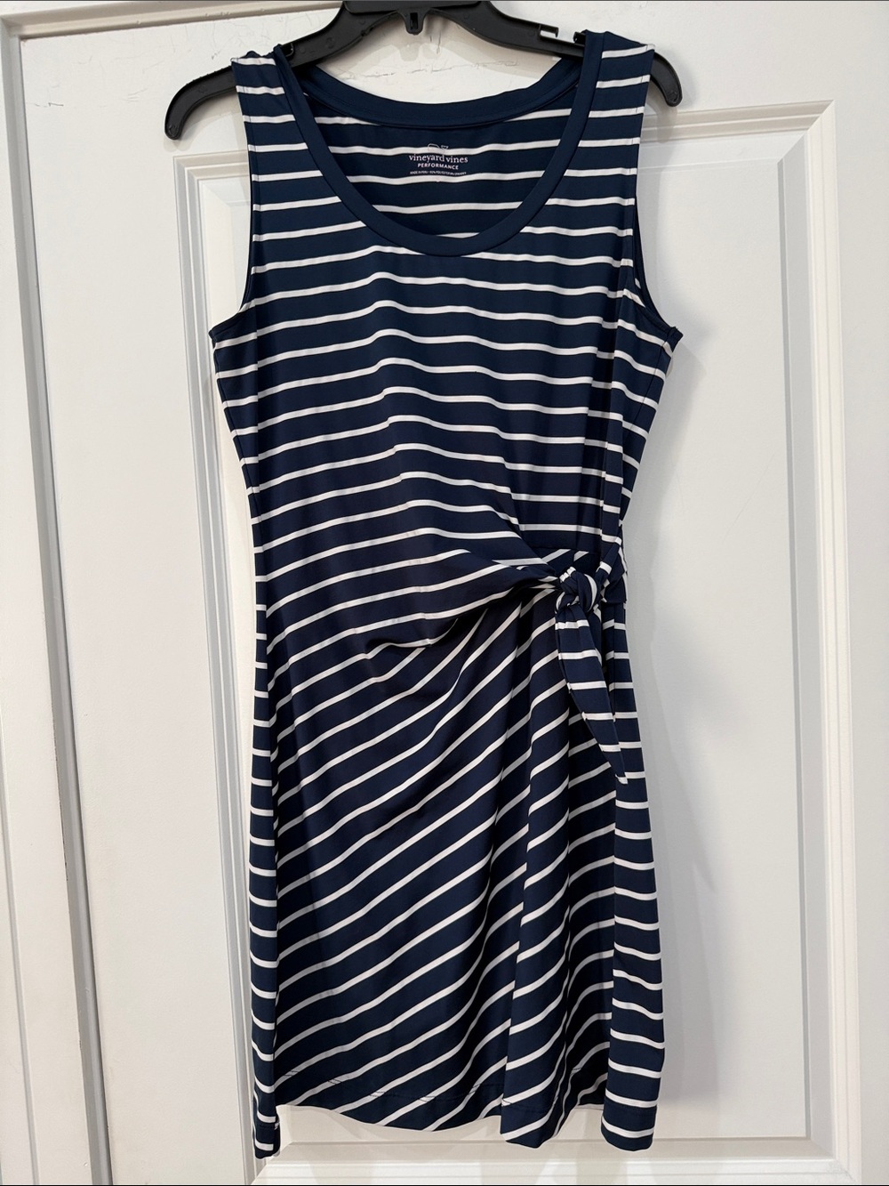 Vineyard Vines Sankaty Side Tie Tank Dress Navy White Stripe Small